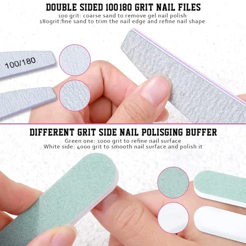 Miniatura 3 de FANDAMEI Limas de uñas y amortiguadores, herramientas de manicura kit de cuidado de uñas con lima de uñas, bloque de pulidor de uñas, cuidado