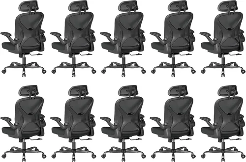 Miniatura 18 de ZZH Juego de 2 sillas ergonómicas de oficina con soporte lumbar ajustable y reposacabezas, silla de escritorio de malla para oficina en casa