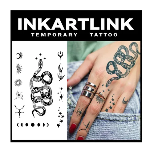 Miniatura 9 de INKARTLINK Tattoo Tech, 2 hojas de tatuajes semipermanentes medianos, tatuajes temporales de diseño artístico para adultos, dura 1-2 semanas