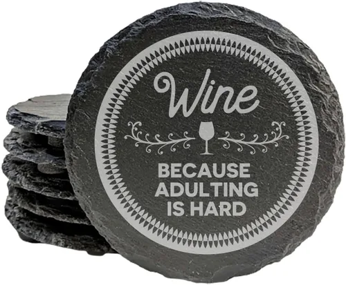 Miniatura 41 de Wine Not? Hilarious Drinking Wine is My Hobby Slate Coasters - Round Slate - Set of 8 Drinking Wine is Not My Habit