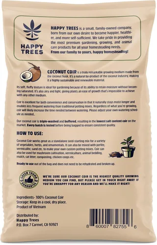 Miniatura 2 de Happy Trees Coco Coir Fibra de Coco Suelta Medio de Cultivo, Mezcla para Macetas, Inicio de Semillas, Calidad Premium, Triple Lavado para Baja