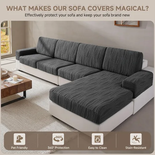 Miniatura 4 de QIANMEW Fundas de cojín para sofá, súper elásticas y lavables para asientos modulares y en forma de L, protector de muebles apto para mascotas