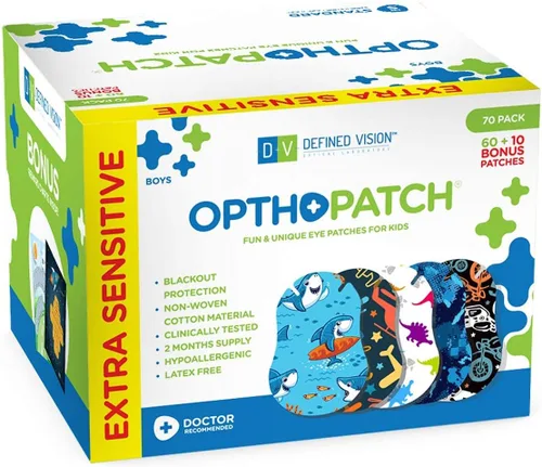 Miniatura 6 de Parches para ojos para niños, diseño divertido para niños, 60+10 vendajes adhesivos extra sensibles de algodón hipoalergénico sin látex