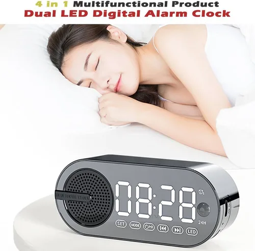Miniatura 2 de IHAO Altavoces Bluetooth inalámbricos portátiles 4 en 1 Caja de sonido multifuncional Reloj despertador Mini Radio FM Espejo 4 horas de tiempo