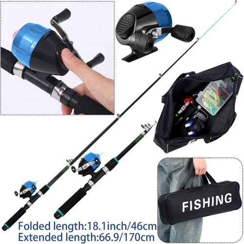 Miniatura 4 de DoubleFill Kit de herramientas de pesca de 484 piezas, kit de mochila de aparejos de pesca, incluye bastones y carretes de pescado, caja de aparejos