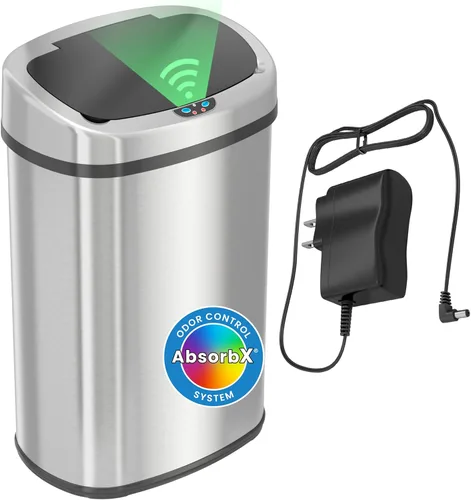 Miniatura 10 de iTouchless - Cubo de basura con sensor de 91 l / 24 galones 2.0 para cocina con tapa, recipiente de reciclaje automático sin contacto de acero Plata