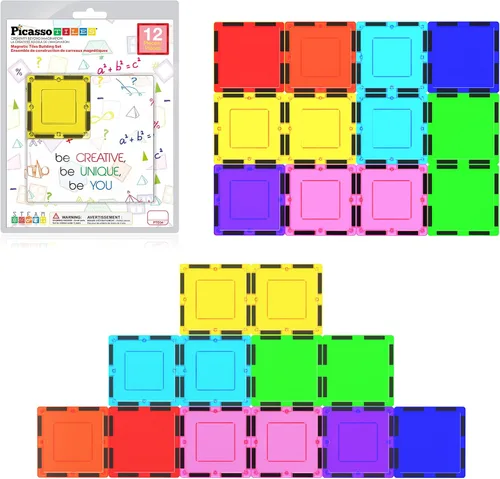 PicassoTiles Bloque de construcción magnético Kit de construcción de azulejos magnéticos para niños, educativo STEM Aprendizaje, juego de