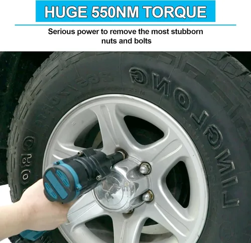 Miniatura 3 de Llave de impacto inalámbrica de 1/2 pulgada compatible con batería Makita de 18 V, 550 N.m (406 pies-libras) Pistola de impacto de alto par sin
