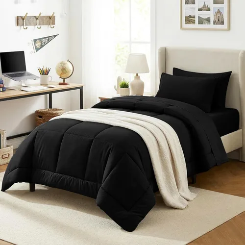 Miniatura 44 de CozyLux Juego de edredón tamaño King, color verde oliva, 7 piezas en una bolsa, edredón verde tamaño King, juegos de ropa de cama para todas