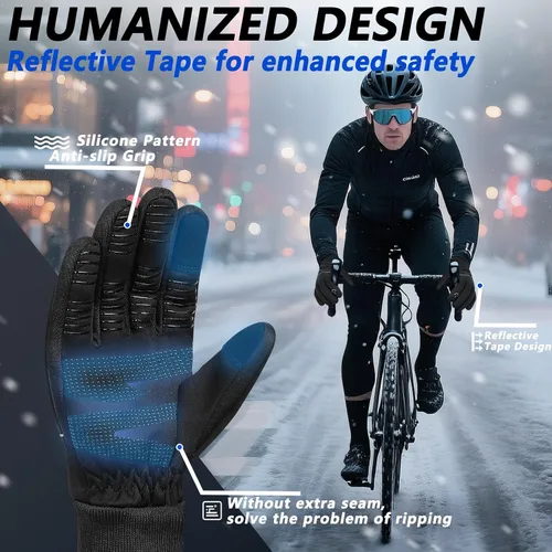 Miniatura 5 de MOREOK Guantes de invierno para hombres y mujeres, cálidos, térmicos, para esquí, nieve, pantalla táctil, ciclismo, ciclismo, senderismo, clima