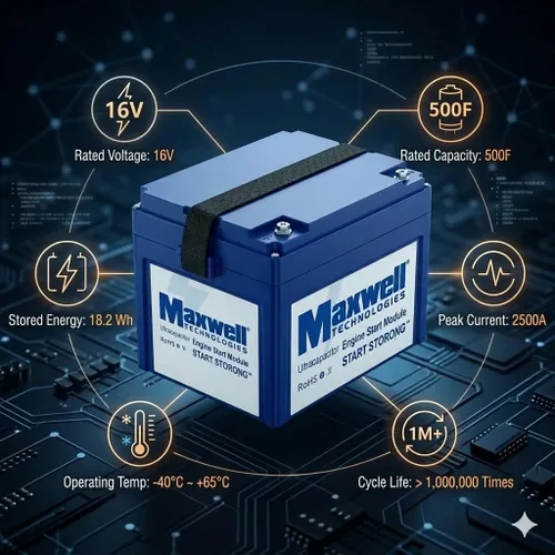 Miniatura 7 de Maxwell 16V 500F Graphene Super Capacitor Batería 16v Sistema de Energía Solar Hogar