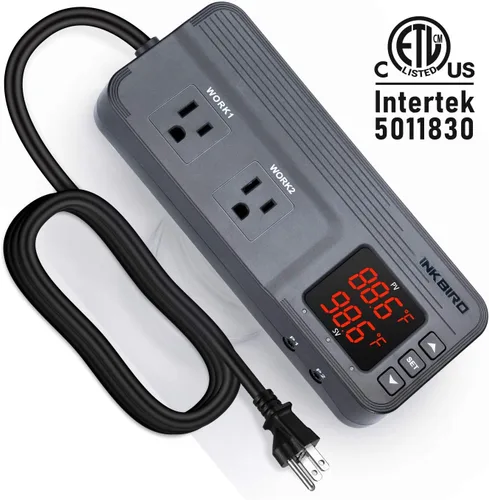 Miniatura 7 de Inkbird Controlador de temperatura y humedad ITC-608T Termostato de etapa dual precableado 120VAC 15A 1800W ETL Listado Invernadero de hongos