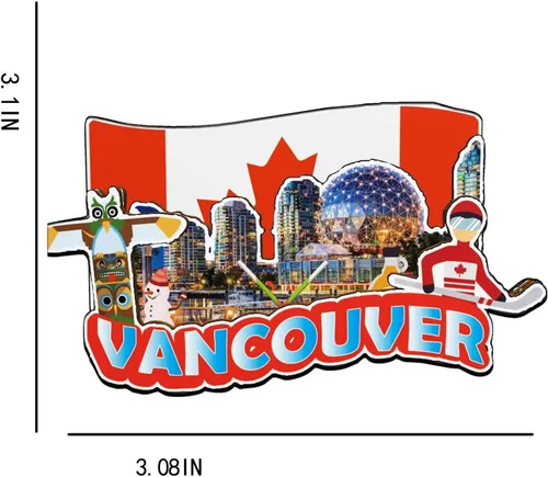 Miniatura 3 de Vancouver - Imán de madera para nevera en 3D, monumentos coleccionables para viajes, hechos a mano, 1974