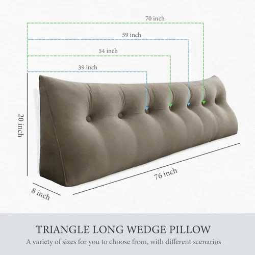 Miniatura 4 de Almohada para cabecero – Almohada de cama grande 3 en 1 como almohada de lectura de cuña, almohada grande para sofá cama diurna o respaldo