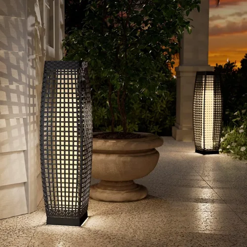 Miniatura 25 de Lámpara de pie para exteriores Grand Patio, lámpara de pie solar, resistente al agua, de mimbre, lámpara colgante para terraza, luces decorativas