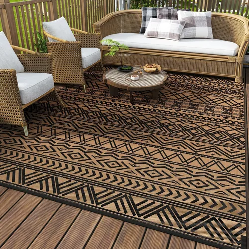 Miniatura 16 de MontVoo Alfombra de exterior impermeable de 5 x 8 pies, para patio al aire libre, pajita de plástico reversible, alfombra de exterior para caravana