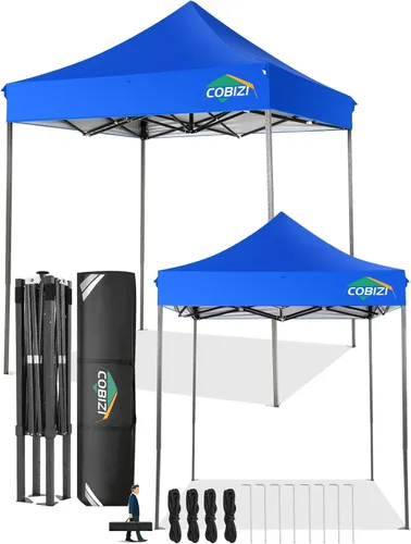 COBIZI Tienda de campaña desplegable de 6.6 x 6.6 pulgadas, toldo sin pared lateral, impermeable, resistente, comercial para fiestas, exteriores,