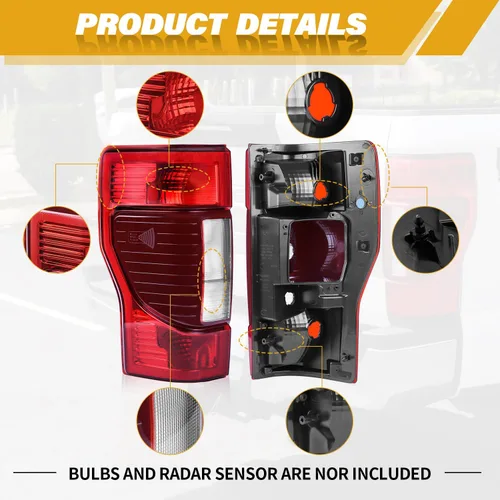 Miniatura 2 de LIDNADY Conjunto de luz trasera compatible con Ford Super Duty F250 F350 2020 2021 2022 con Punto Ciego sin modelos LED, reemplazo de lámpara Punto