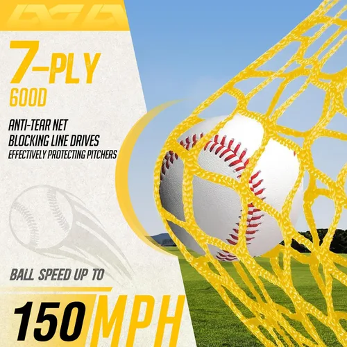 Miniatura 4 de PodiuMax Pantalla de lanzamiento de béisbol de 7 x 4 pies con zona de ataque, red de bateo con base en forma de U mejorada, red de lanzamiento