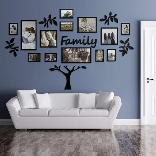 Miniatura 8 de JustLikeWood Árbol genealógico grande de madera de 47.2 x 29.9 pulgadas con marcos de fotos, marco de fotos para bricolaje, calcomanías de pared