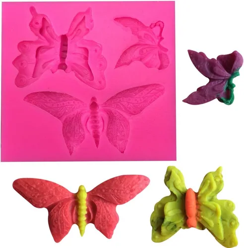 Miniatura 7 de Lindo molde de mariposa 3D reutilizable de grado alimenticio, moldes de silicona antiadherentes para decoración de tartas, molde de chocolate
