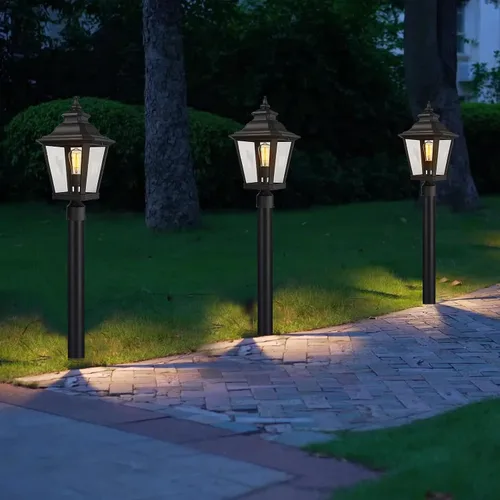 Miniatura 8 de Luces de poste grandes para exteriores, lámpara de poste con acabado negro, impermeable y antioxidante, moderna iluminación exterior de pilar