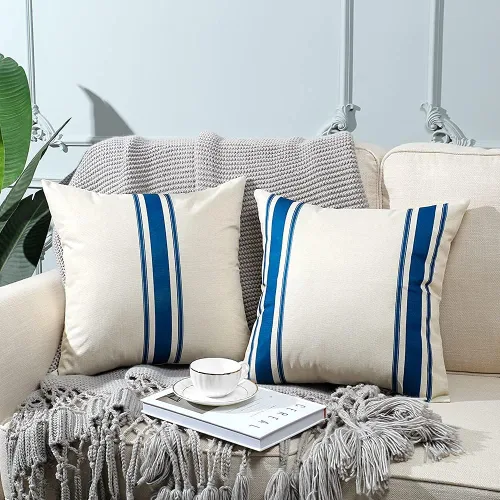 Miniatura 9 de OTOSTAR Paquete de 2 fundas de almohada para exteriores de 18 x 18 pulgadas, impermeables, decorativas, cuadradas, geométricas, para sofá, patio