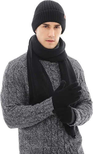 Miniatura 6 de Conjunto de guantes de punto de invierno para hombres y mujeres con forro polar