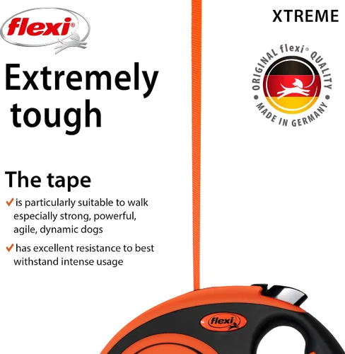 Miniatura 3 de FLEXI Xtreme - Correa retráctil para perros grandes de hasta 121 libras a 26 pies, naranja/negro, correa para caminar para mascotas sin enredos