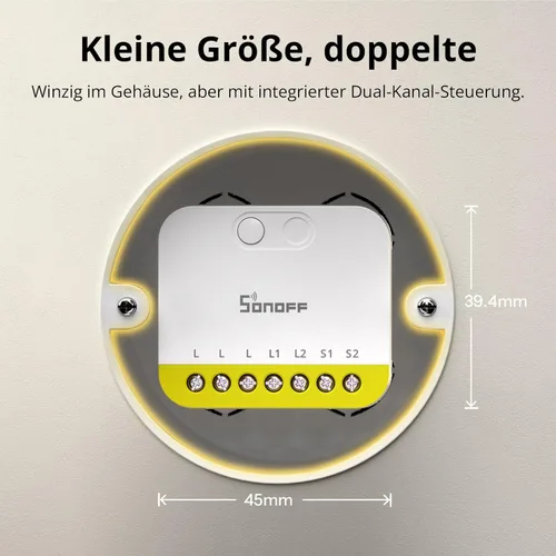 Miniatura 3 de SONOFF Mini Duo-L Zigbee Smart Switch – Sin cable neutro, Zigbee 3.0, doble canal, 16 A en total, compatible con Alexa, Google Home, temporizador