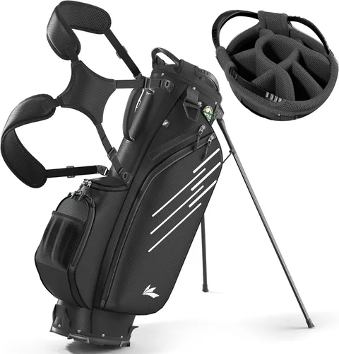 Bolsa de golf de 8 vías, bolsa de golf ligera con doble correa y divisores de longitud completa, bolsa de transporte portátil para palos de golf con