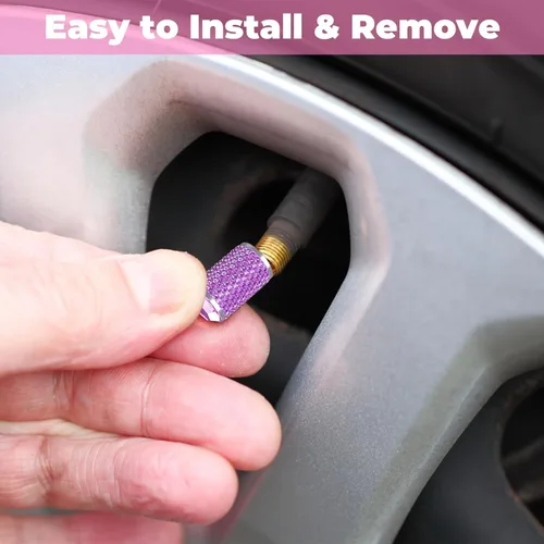 Miniatura 4 de 4 piezas de tapas de vástago de válvula de neumático de coche, tapa de aire de neumático brillante para coche, cubiertas de vástago universales