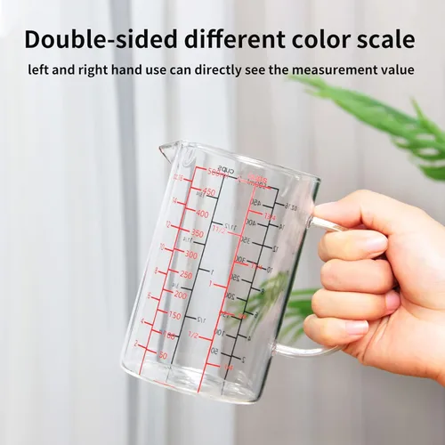 Miniatura 3 de 77L Taza medidora de vidrio, [escala de medición doble cara, mango aislado, pico en forma de V], taza medidora de vidrio de borosilicato alto