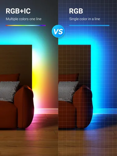 Miniatura 2 de TJOY BGRIC - Tira de luces LED de 16.4 pies, luces LED inteligentes compatibles con Alexa y Google Assistant, segmento de color DIY, luces LED WiFi