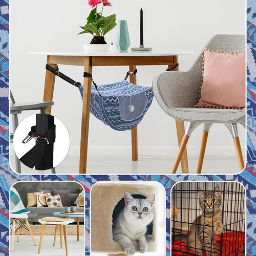Miniatura 4 de Unittype Hamaca para Jaula de Gato Colgante de 2 Piezas, Cama Colgante para Mascotas de Doble Capa de Felpa Suave, Hamaca Cómoda Colgante