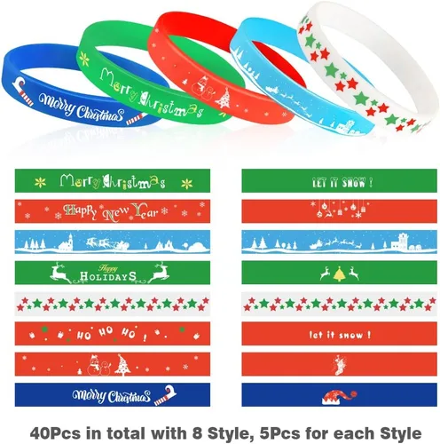 Miniatura 2 de Coogam 40 pulseras de silicona de Navidad, accesorios de goma de Navidad, regalo para niños y adultos, regalos para calcetines de Navidad