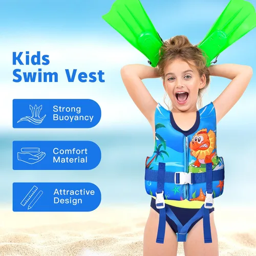 Miniatura 2 de REALIKE Chaleco de Natación para Niños Flotadores para Niños Pequeños Correa de Seguridad Ajustable Ayudas de Natación para Niños Pequeños Niños