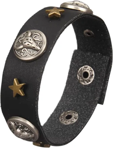 Miniatura 53 de Jeilwiy Pulseras de cuero punk para hombres, pulseras hechas a mano, brazalete ancho, joyería trenzada, color negro y marrón, ajustable, regalos