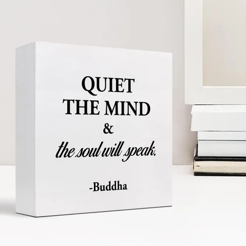 Miniatura 6 de Cartel de "Quiet The Mind and The Soul Will Speak", caja de madera inspiradora, placa decorativa de escritorio para el hogar, sala de yoga