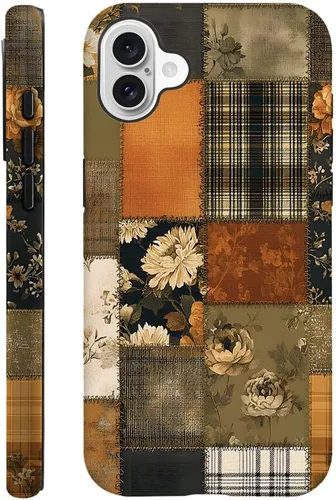 Miniatura 18 de DAIZAG Funda compatible con iPhone 13, funda duradera de protección contra golpes para niñas y mujeres, tema de retazos azul océano Tema