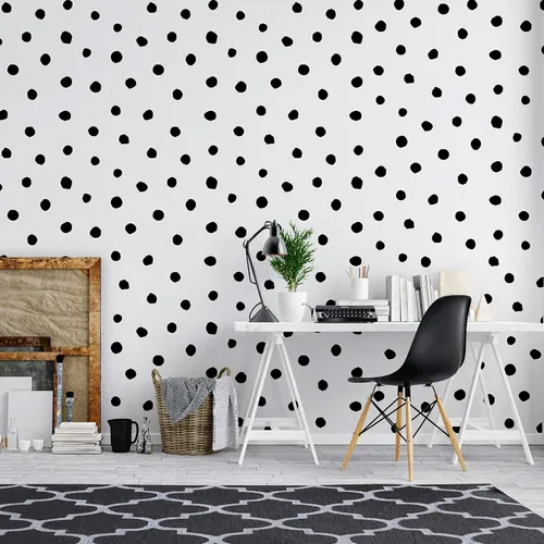 Miniatura 7 de Circle Polka Dots Pattern Peel and Stick Wallpaper Removable Wall Mural #6206 (108in Tall X 48in Wide, White Polka Dots)