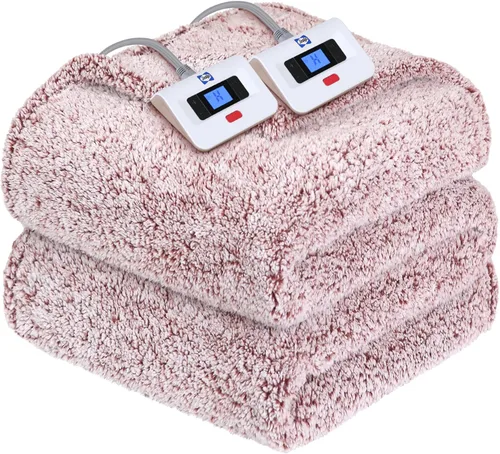 Miniatura 14 de Sealy - Manta eléctrica térmica de doble sherpa suave de 50 x 60 pulgadas súper acogedora con 6 niveles de calentamiento rápido y apagado automático