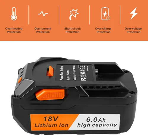 Miniatura 6 de ARyee Batería de repuesto de 18V 6000mAh compatible con taladro RIDGID 18V R840087 R840083 R840086 R840085 R840084 AC840085 AC840086 AC840087P