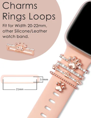Miniatura 3 de 13 Pack de dijes para reloj Compatible con correas de Apple Watch/Samsung Galaxy/Google Pixel/Fitbit Versa/Sense, bucles de metal para iWatch Series