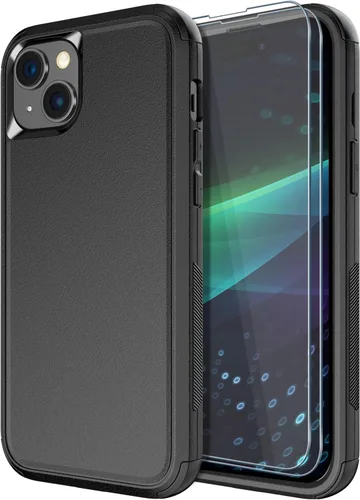 Diverbox Funda para iPhone 15 [a prueba de golpes] [a prueba de caídas] [protector de pantalla de vidrio templado], funda de protección resistente