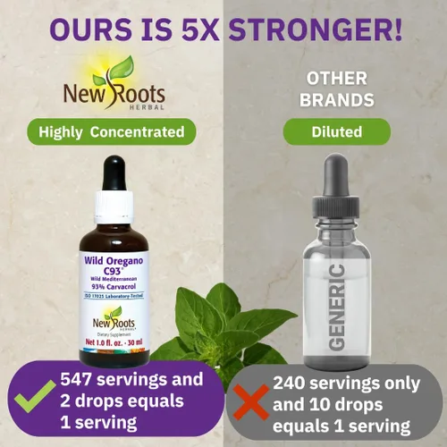 Miniatura 3 de NEW ROOTS HERBAL Gotas de aceite de orégano silvestre - (547 porciones) Aceite de extracto de orégano con 93% de carvacrol (1 onza líquida), sin