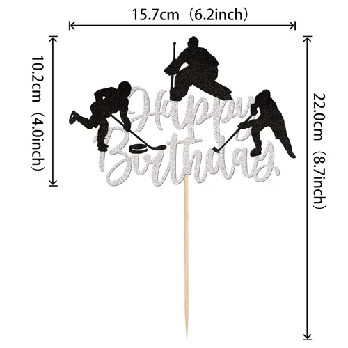 Miniatura 2 de 1 pieza de decoración de pastel de hockey con purpurina para decoración de pastel de hockey sobre hielo, jugador de hockey sobre hielo, selección