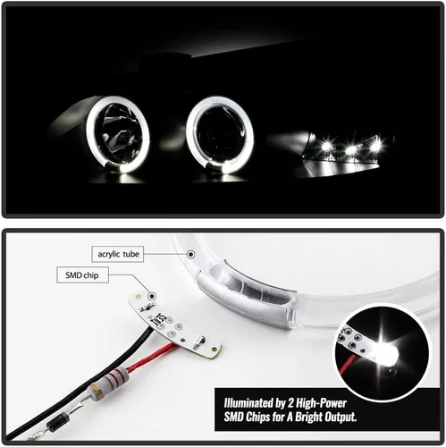 Miniatura 6 de ACANII - Focos delanteros con anillo de luz led en carcasa negra, para Pontiac G6 2005-2010 sin paquete CTF, lado izquierdo + derecho