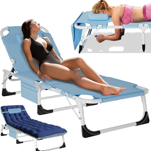Miniatura 10 de MOPHOTO Silla de Descanso Plegable de 5 Posiciones, Catre Plegable, Silla de Descanso Portátil para Exteriores para Bronceado Solar, Perfecta