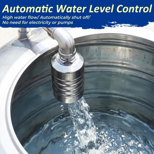 Miniatura 2 de 2PCS Water Float Valve, 1/2" to 3/4'' Water Level Control Float Valve, 304 Stainless Steel Automatic Water Shut off Valve, with Straight & Elbow